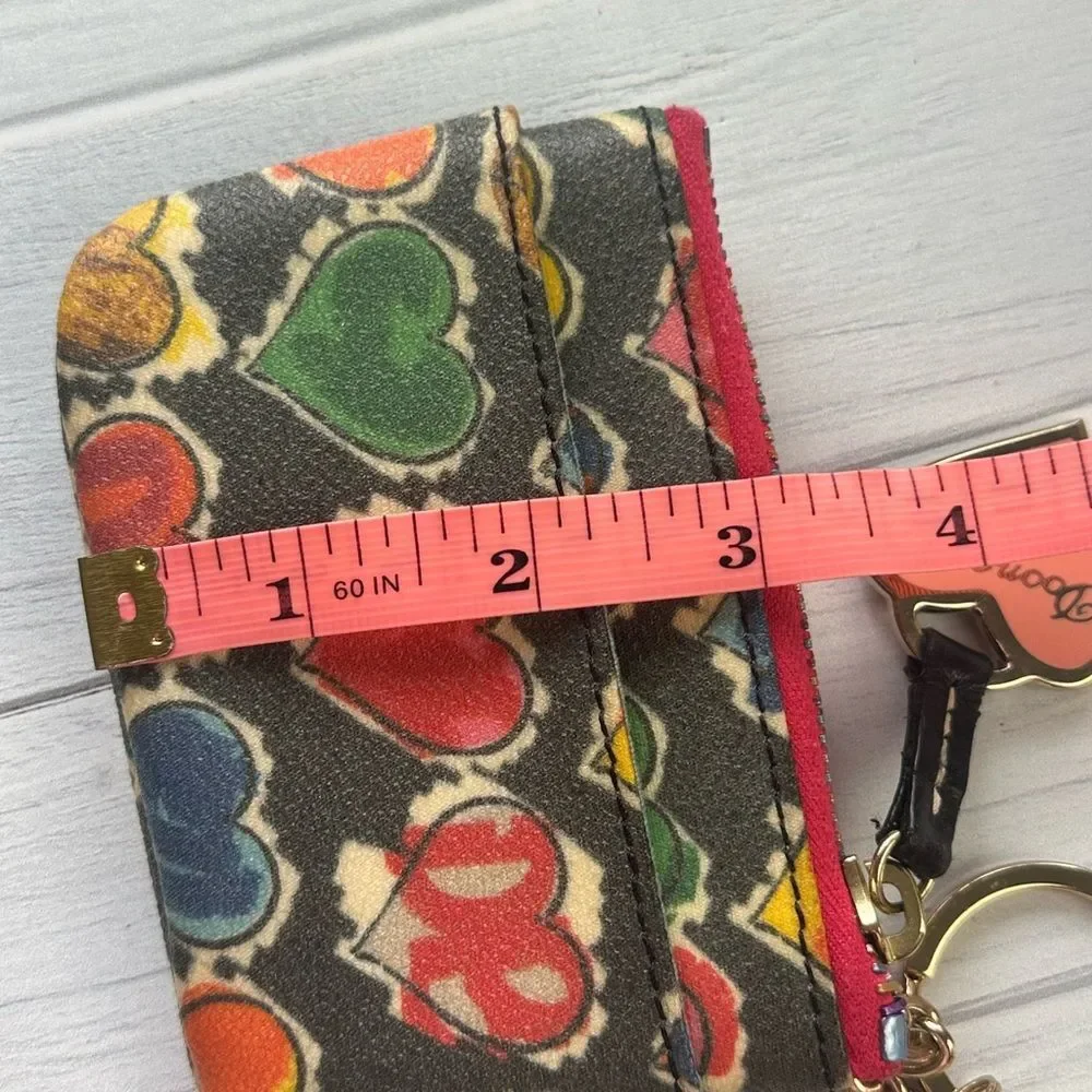 Y2K Vtg. Dooney & Bourke Multicolor Rainbow Heart Keychain Coin Wallet